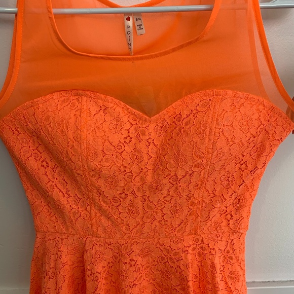 NWT Love Point Bright Orange Lace Midi Dress - Picture 4 of 8